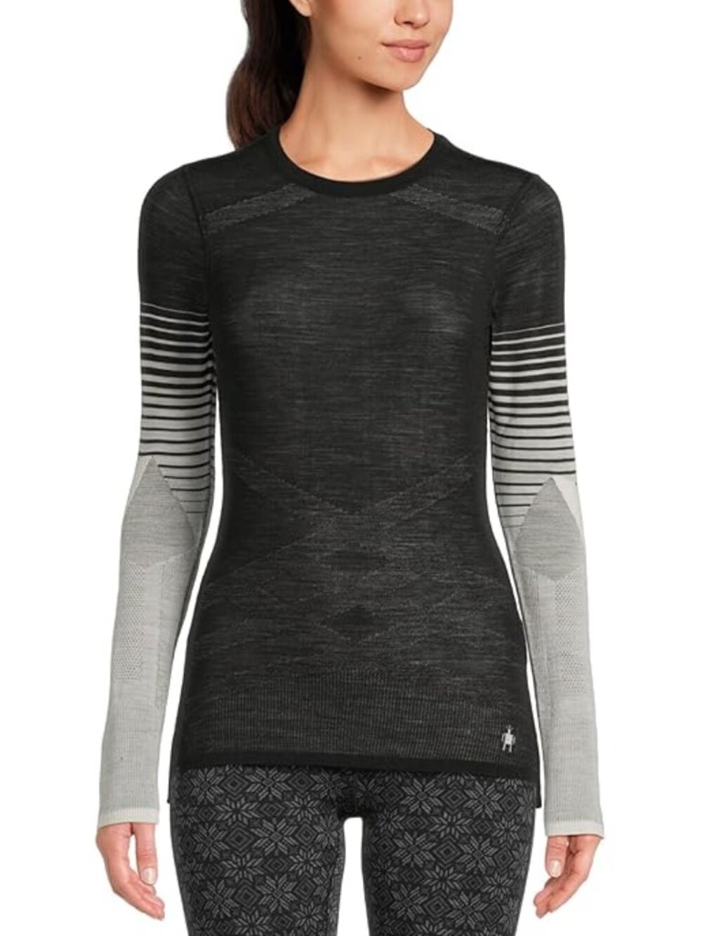 Smartwool Intraknit Thermal Merino 200 Base Layer Crew Shirt Top Colorblock sz L